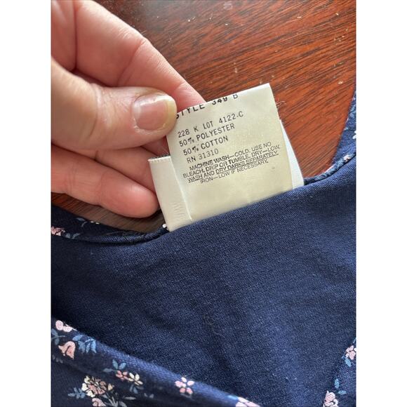 VTG Byer USA Crop Top Pleated Twill Pants Suit Size L Ditsy Floral Cottage 2 PC - Picture 11 of 11